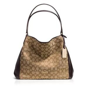Coach Edie Shoulder Bag 28 in Signature Jacquard Logo Work Travel Y2k Purse